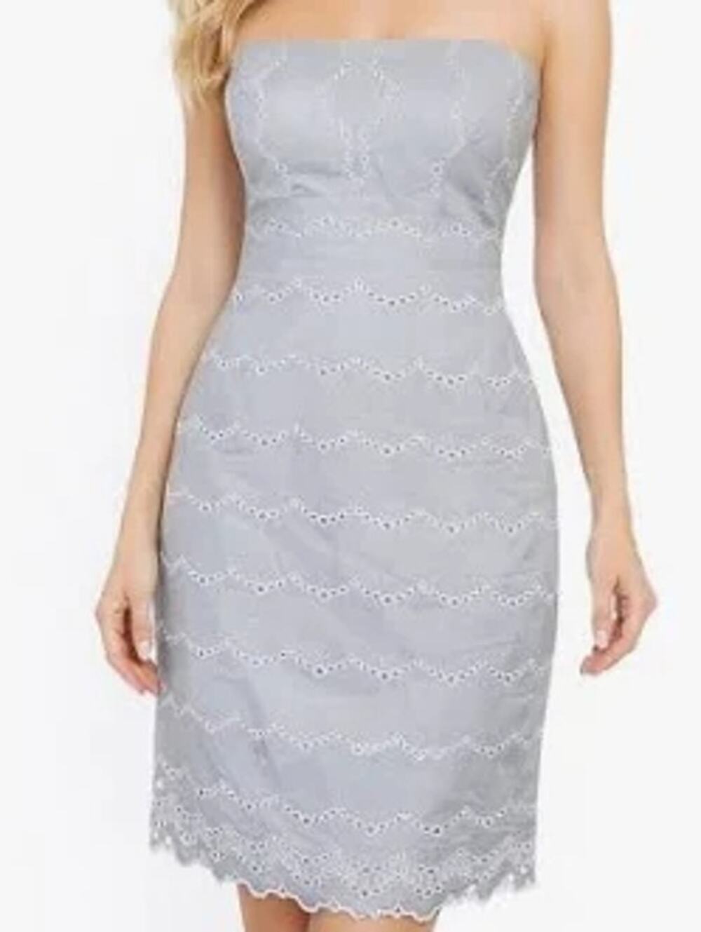 J. Crew Eyelet Scalloped Strapless Lined Dress Sz. 0 Summer